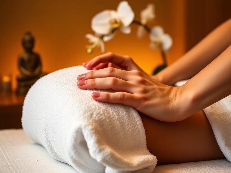 Detalhe de uma sessão de massagem clássica